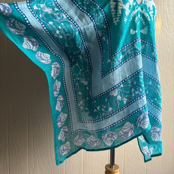 Mudpie Linen Beachy Novelty Print Double-V Kimono Coverup - Picture 5 of 12